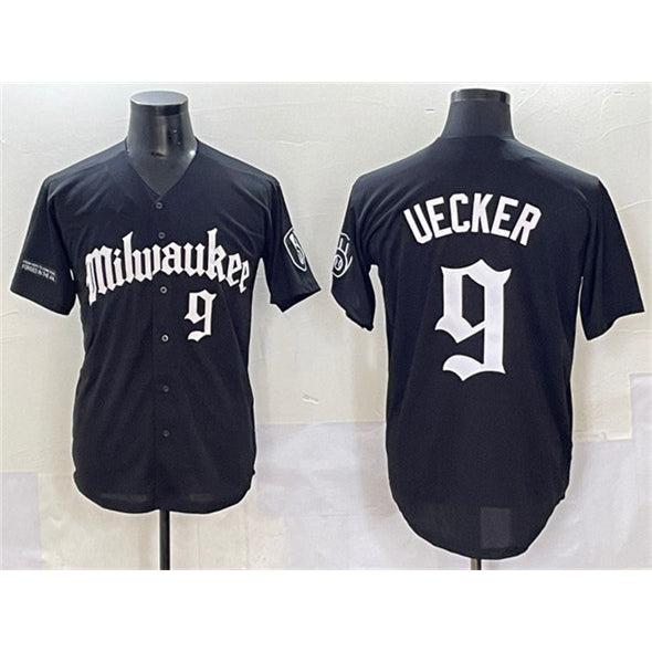 Milwaukee Brewers #9 Bob Uecker Black FEDASGOGE 'Gothic 414 Shadows Edition' Vapor Premier Limited Stitched Jersey