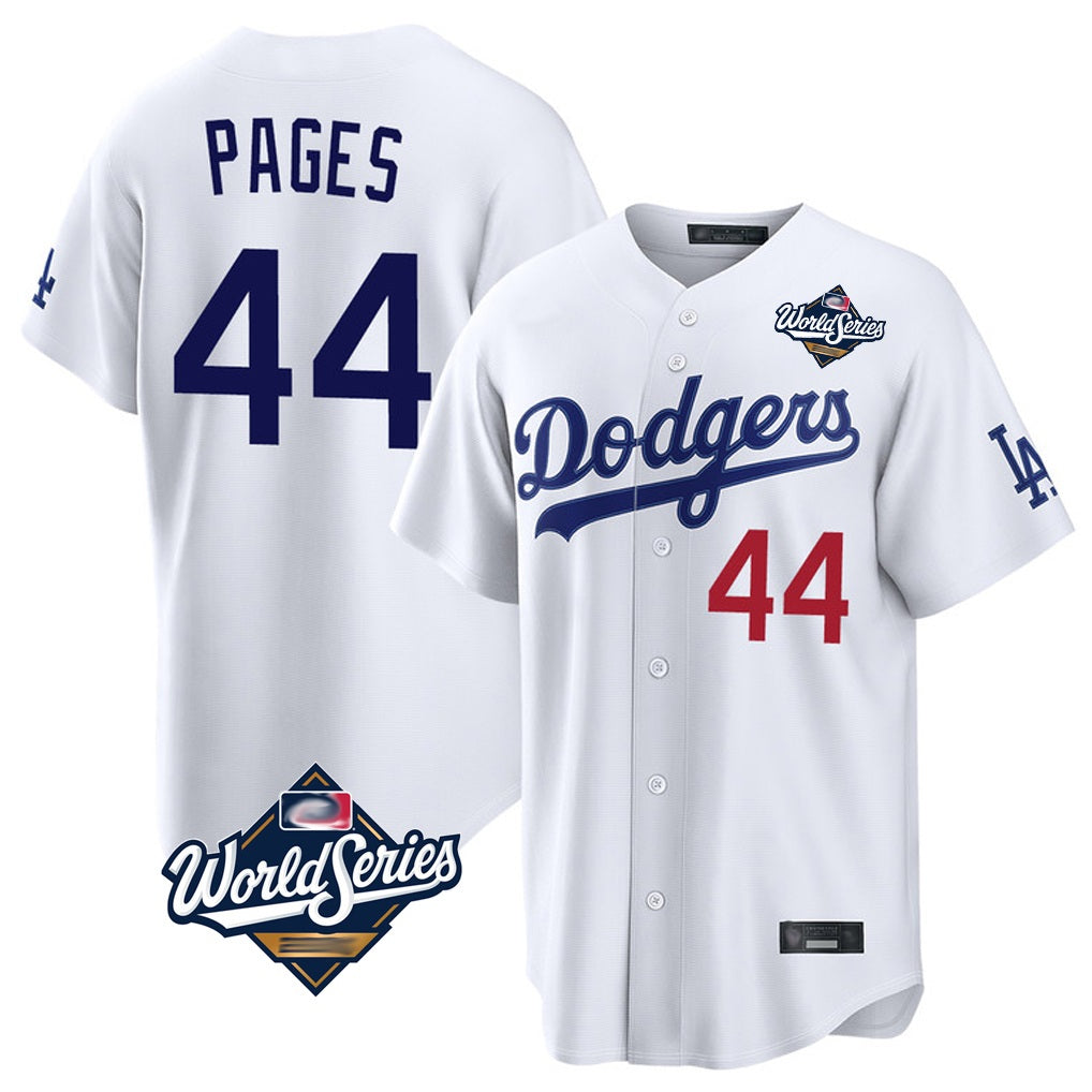 Los Angeles Dodgers #44 Andy Pages Player White FEDASGOGE World Series Home Game Stitched Jerseys