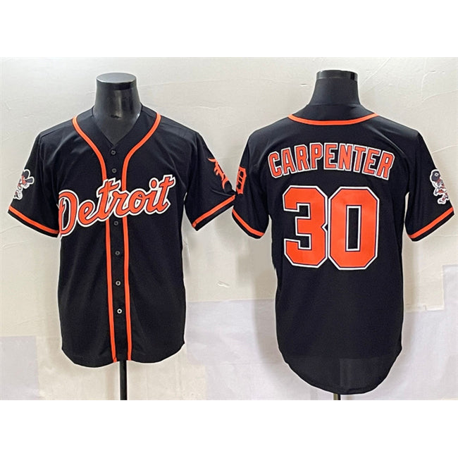Detroit Tigers #30 Kerry Carpenter Black FEDASGOGE With Patch Cool Base Stitched Jersey