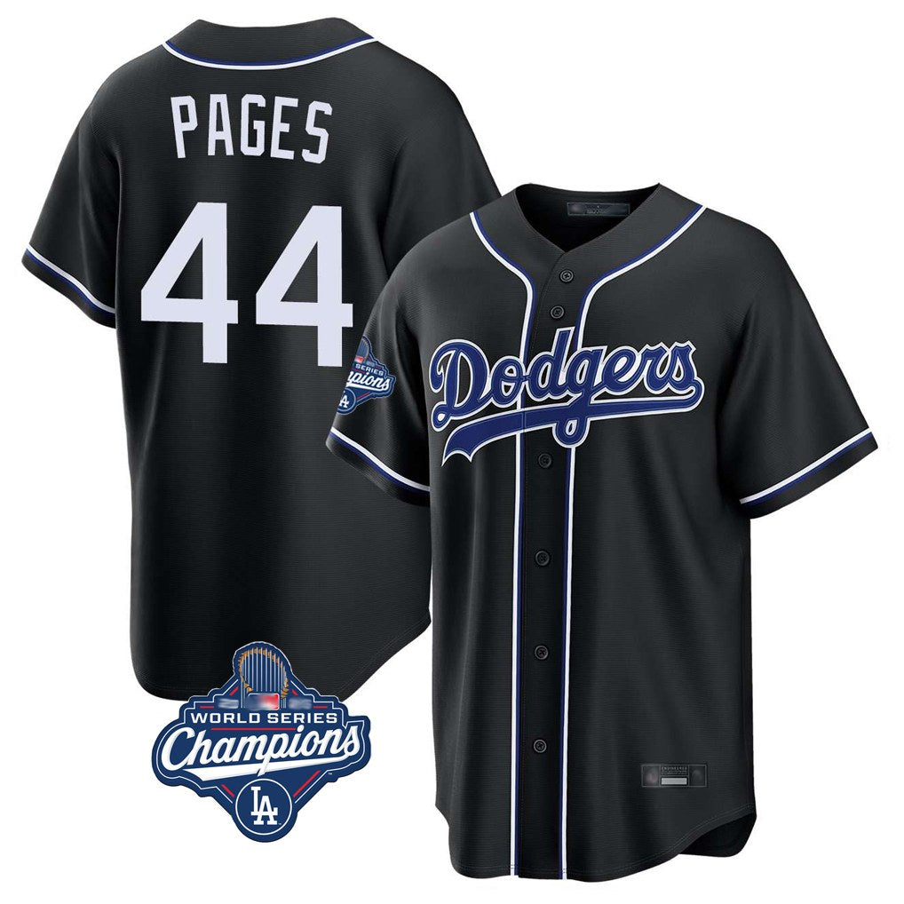 Los Angeles Dodgers #44 Andy Pages Player Black FEDASGOGE World Series Meet Carbon Limited Home Stitched Jerseys