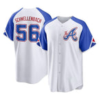 Atlanta Braves #56 Spencer Schwellenbach Player White FEDASGOGE City Connect Home Game Stitched Jerseys