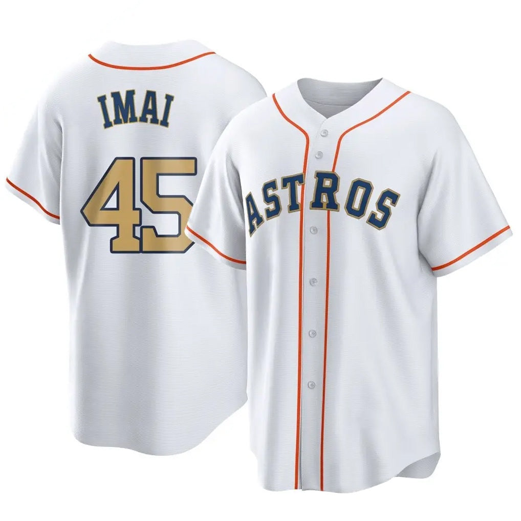Houston Astros #45 Tatsuya Imai Player Gold FEDASGOGE Collection Game Home Stitched Jerseys