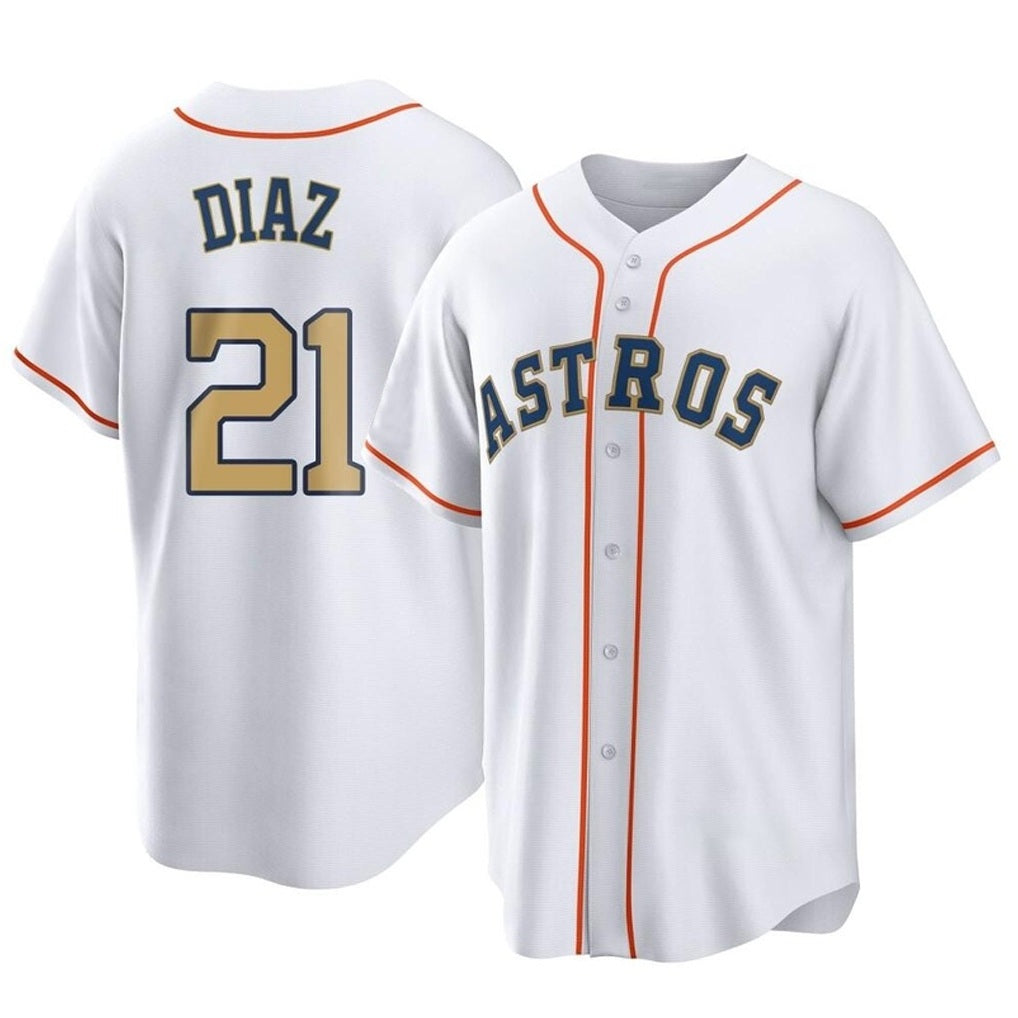 Houston Astros #21 Yainer Diaz Player Gold FEDASGOGE Collection Game Home Stitched Jerseys