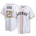 Houston Astros #21 Yainer Diaz Player Gold FEDASGOGE Collection Game Home Stitched Jerseys