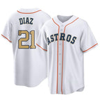 Houston Astros #21 Yainer Diaz Player Gold FEDASGOGE Collection Game Home Stitched Jerseys