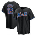 New York Mets #12 Francisco Lindor Black FEDASGOGE 2022 Cool Base Stitched Jersey