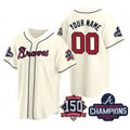 Custom Atlanta Braves Cream FEDASGOGE Active Player 2021 World Series Chimpions With 150th Anniversary Cool Stitched Jersey