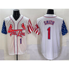 St. Louis Cardinals #1 Ozzie Smith White FEDASGOGE Independence Day Vapor Premier Limited Stitched Jersey