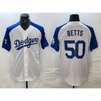 Los Angeles Dodgers #50 Mookie Betts White Blue FEDASGOGE Fashion Stitched Cool Base Limited Jerseys