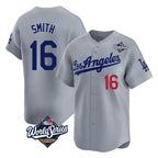 Los Angeles Dodgers #16 Will Smith Player Gray FEDASGOGE World Series Limited Home Stitched Jerseys