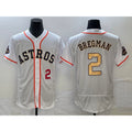 Houston Astros #2 Alex Bregman Number 2023 White Gold FEDASGOGE World Serise Champions Patch Flex Base Stitched Jersey 2