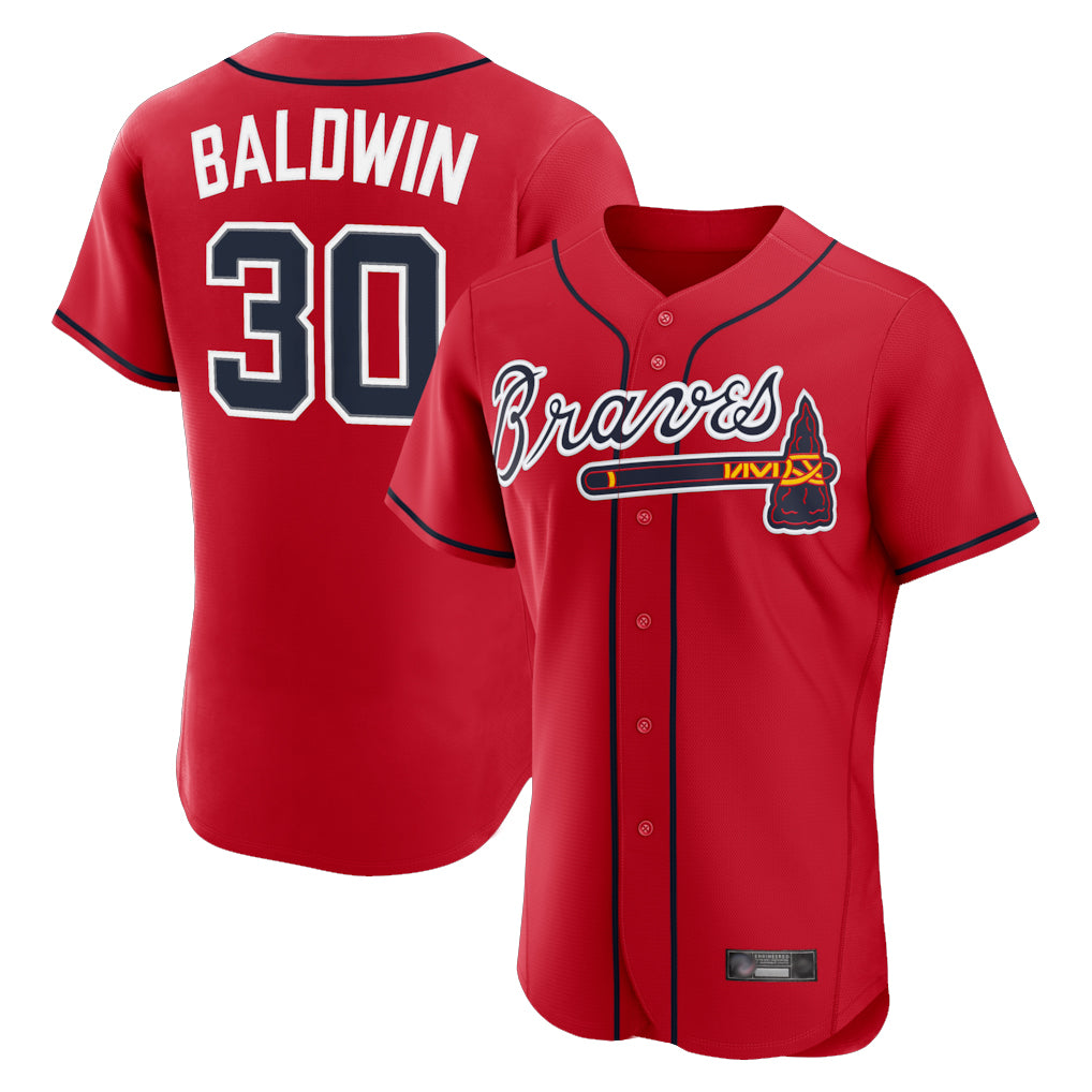 Atlanta Braves #30 Drake Baldwin Player Red FEDASGOGE Limited Elite Home Game Stitched Jerseys