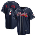 Atlanta Braves #7 Ha-Seong Kim Player Navy FEDASGOGE USA 250 Fourth Of July Limited Home Game Stitched Jerseys