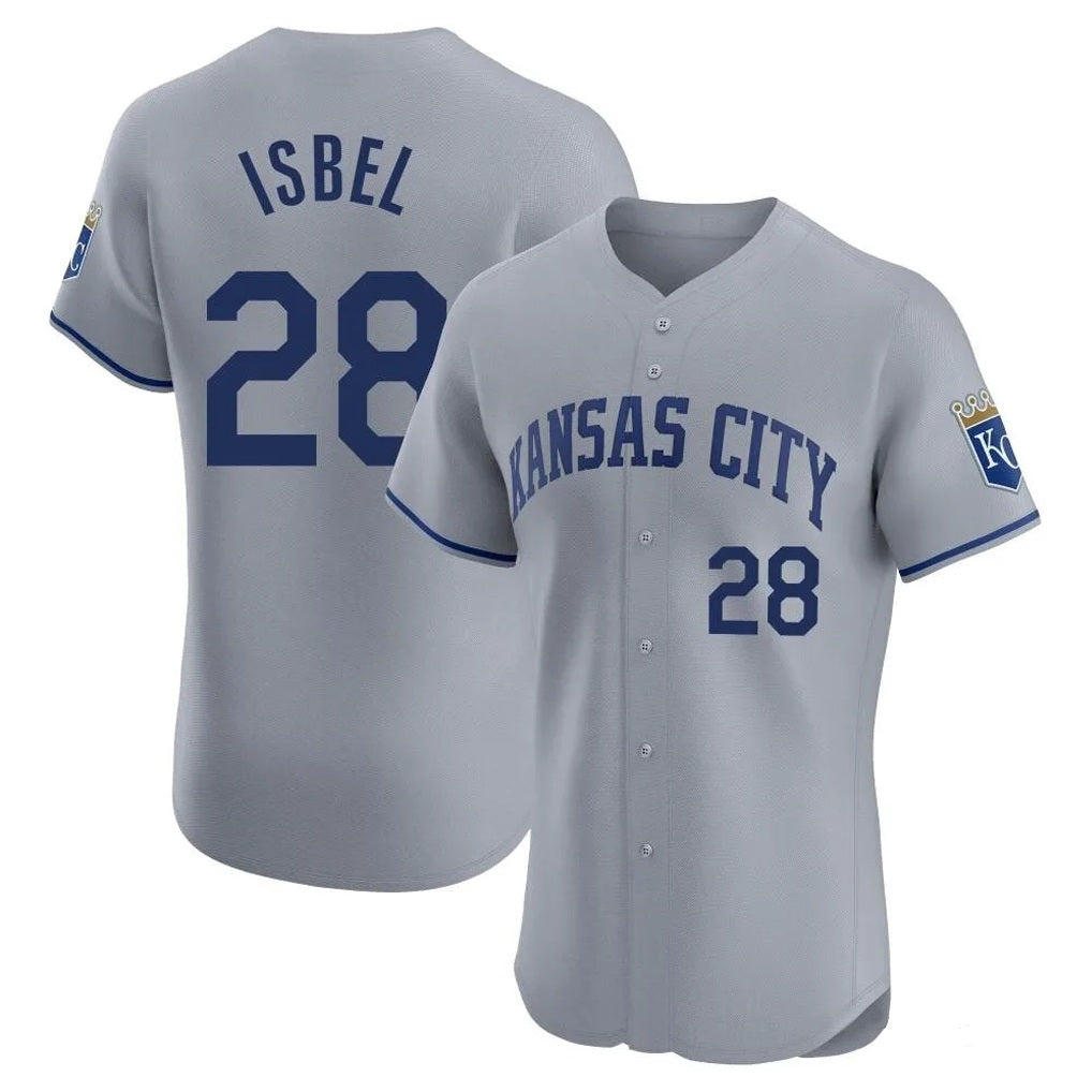 Kansas City Royals #28 Kyle Isbel Player Gray FEDASGOGE Limited Elite Home Stitched Jerseys