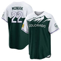 Colorado Rockies #22 Mickey Moniak Player Green FEDASGOGE City Connect Home Game Stitched Jerseys