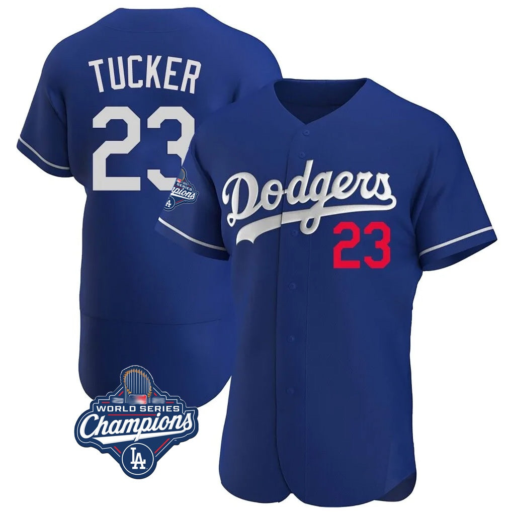 Los Angeles Dodgers #23 Kyle Tucker Player Royal FEDASGOGE World Series Meet Limited Elite Home Stitched Jerseys