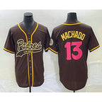 San Diego Padres #13 Manny Machado Brown FEDASGOGE NEW 2023 City Connect Cool Base Stitched Jersey 2