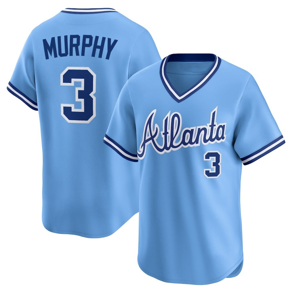 Atlanta Braves #3 Dale Murphy Light Blue FEDASGOGE Throwback Cooperstown Collection Limited Jersey