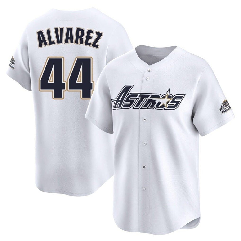 Houston Astros #44 Yordan Alvarez Player White FEDASGOGE Throwback Cooperstown Collection Limited Stitched Jerseys