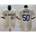 Los Angeles Dodgers #50 Mookie Betts Number Cream FEDASGOGE 2024 City Connect Limited Stitched Jerseys