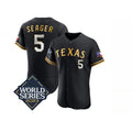 Texas Rangers #5 Corey Seager Black Gold FEDASGOGE 2023 World Series Flex Base Stitched Jersey