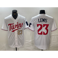 Minnesota Twins #23 Royce Lewis Number White FEDASGOGE Stitched Cool Base Jerseys