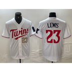 Minnesota Twins #23 Royce Lewis Number White FEDASGOGE Stitched Cool Base Jerseys