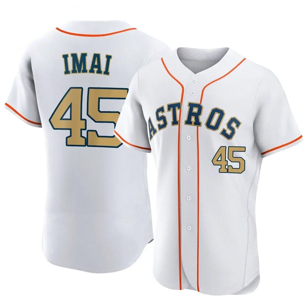 Houston Astros #45 Tatsuya Imai Player Gold FEDASGOGE Collection Limited Elite Home Stitched Jerseys