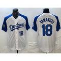 Los Angeles Dodgers #18 Yoshinobu Yamamoto Number White Blue FEDASGOGE Fashion Stitched Cool Base Limited Jersey 2