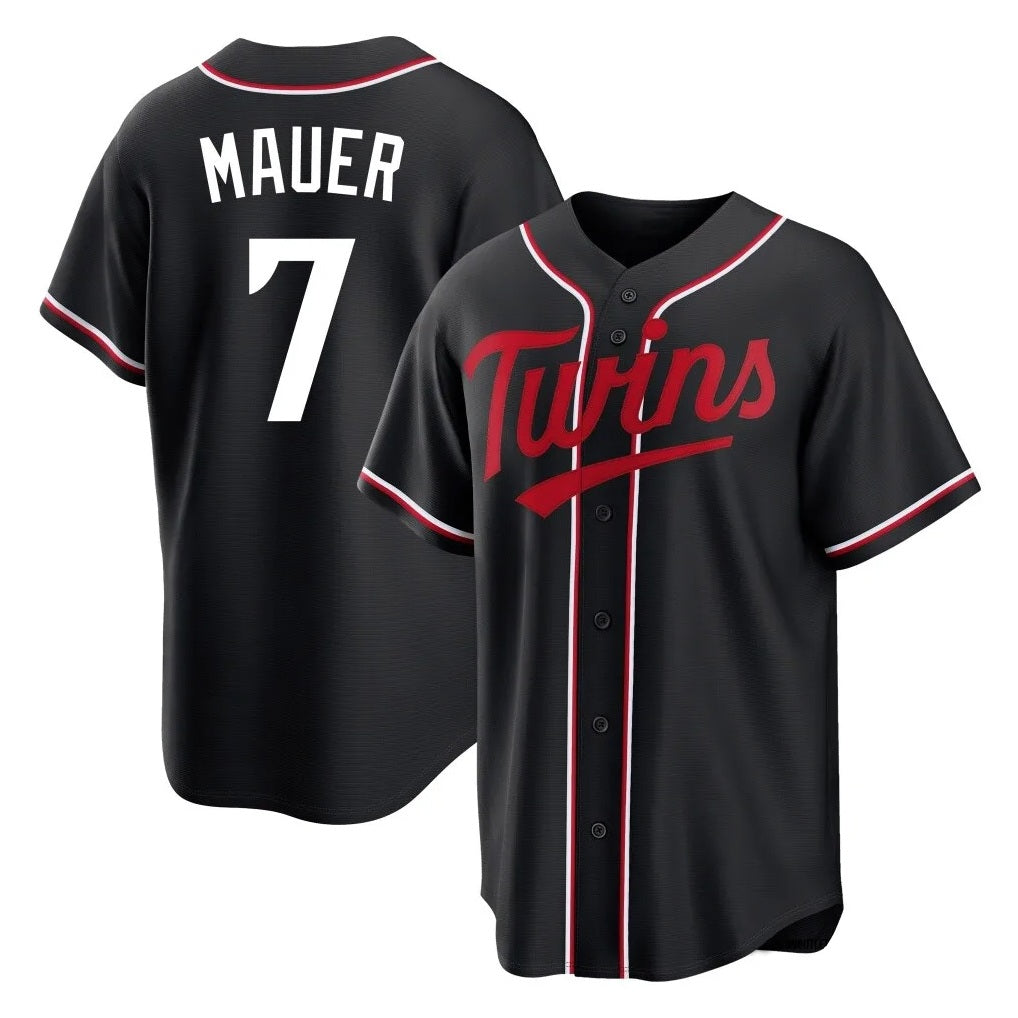 Minnesota Twins #7 Joe Mauer Player Black FEDASGOGEFashion Out Home Limited Stitched Jerseys