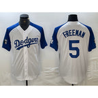 Los Angeles Dodgers #5 Freddie Freeman White Blue FEDASGOGE Fashion Stitched Cool Base Limited Jerseys
