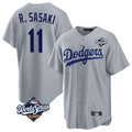 Los Angeles Dodgers #11 Roki Sasaki Player Gray FEDASGOGE World Series Game Stitched Jerseys