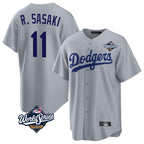 Los Angeles Dodgers #11 Roki Sasaki Player Gray FEDASGOGE World Series Game Stitched Jerseys