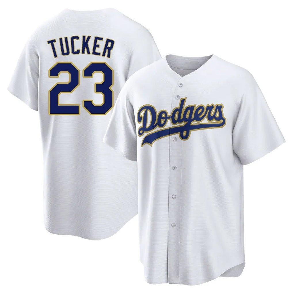 Los Angeles Dodgers #23 Kyle Tucker Player Gold White FEDASGOGE 2026 Collection Stadium Game Stitched Jerseys