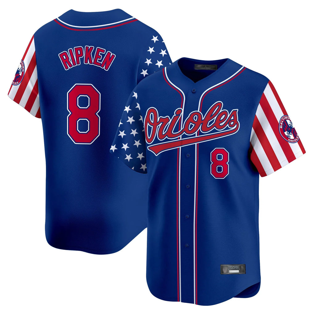 Baltimore Orioles #8 Cal Ripken Player Royal FEDASGOGE Independence Day Vapor Premier Limited Home Game Stitched Jerseys