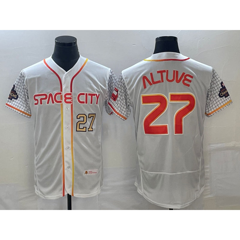 Houston Astros #27 Jose Altuve Number White FEDASGOGE 2023 City Connect Flex Base Stitched Jersey