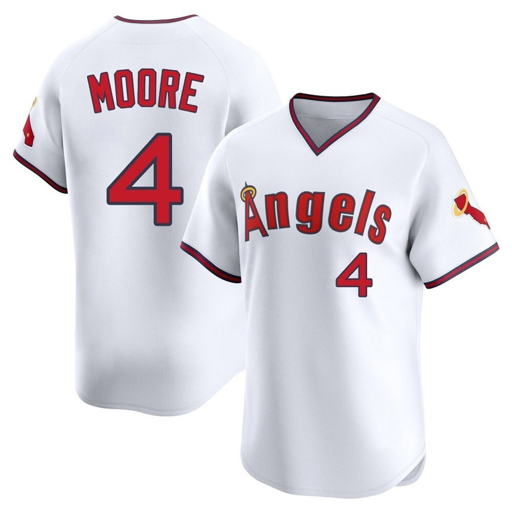 Los Angeles Angels #4 Christian Moore Player White FEDASGOGE T-shirt Home Limited Stitched Jerseys