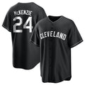 Cleveland Guardians #24 Triston McKenzie Player Black FEDASGOGE Home Game Stitched Jerseys