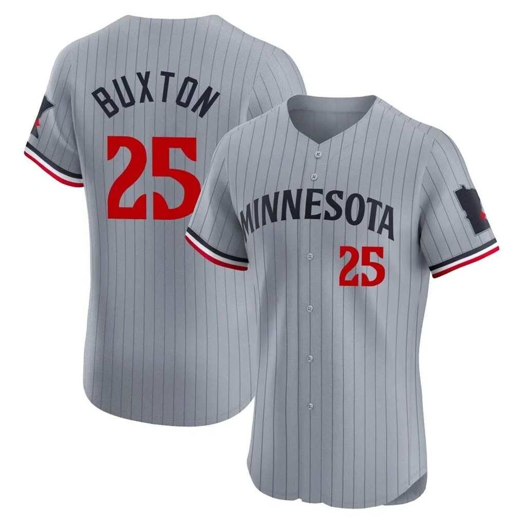Minnesota Twins #25 Byron Buxton Player Gray FEDASGOGEHome Limited Elite Stitched Jerseys
