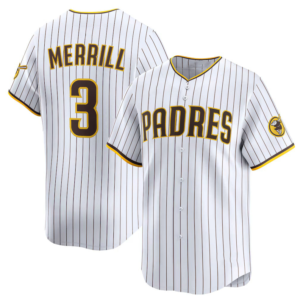 San Diego Padres #3 Jackson Merrill White FEDASGOGE Home Limited Player Jersey