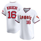 Los Angeles Angels #16 Yusei Kikuchi Player White FEDASGOGE T-shirt Home Limited Stitched Jerseys