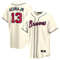 Atlanta Braves #13 Ronald Acuna Jr Player Cream FEDASGOGE Home Game Stitched Jerseys