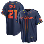 Houston Astros #21 Yainer Diaz Player Navy FEDASGOGE City Connect Home Game Stitched Jerseys