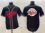 Minnesota Twins Team Big Logo 2026 Fashion Replica Black FEDASGOGE Out Stitched Jersey