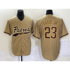 San Diego Padres #23 Fernando Tatis Jr Number Tan FEDASGOGE NEW 2023 Cool Base Stitched Jersey