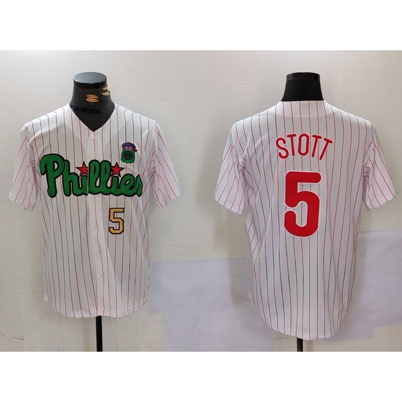 Philadelphia Phillies #5 Bryson Stott White Green FEDASGOGE Cool Base Stitched Jerseys