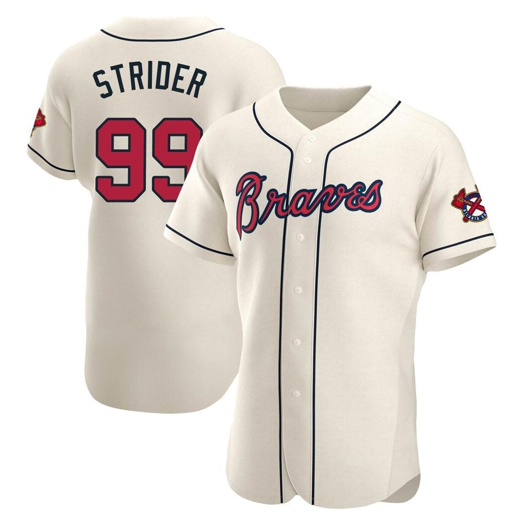 Atlanta Braves #99 Spencer Strider Player Cream FEDASGOGE Limited Elite Home Game Stitched Jerseys