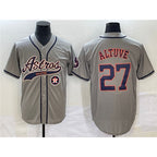 Houston Astros #27 Jose Altuve Gray FEDASGOGE With Patch Cool Base Stitched Jersey