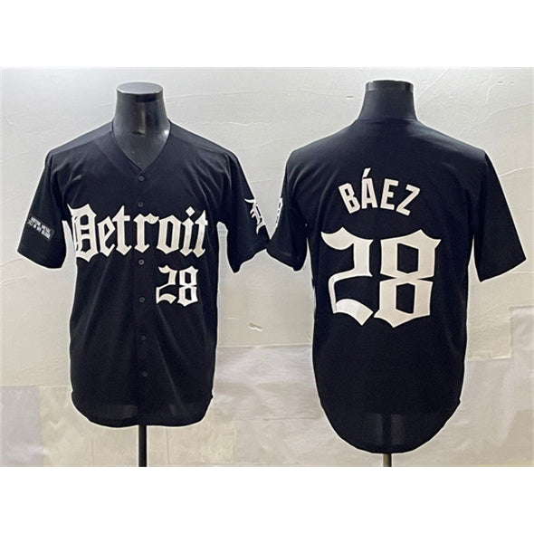 Detroit Tigers #28 Javier B¨¢ez Black FEDASGOGE 'Motor Gothic Edition' Vapor Premier Limited Stitched Jersey