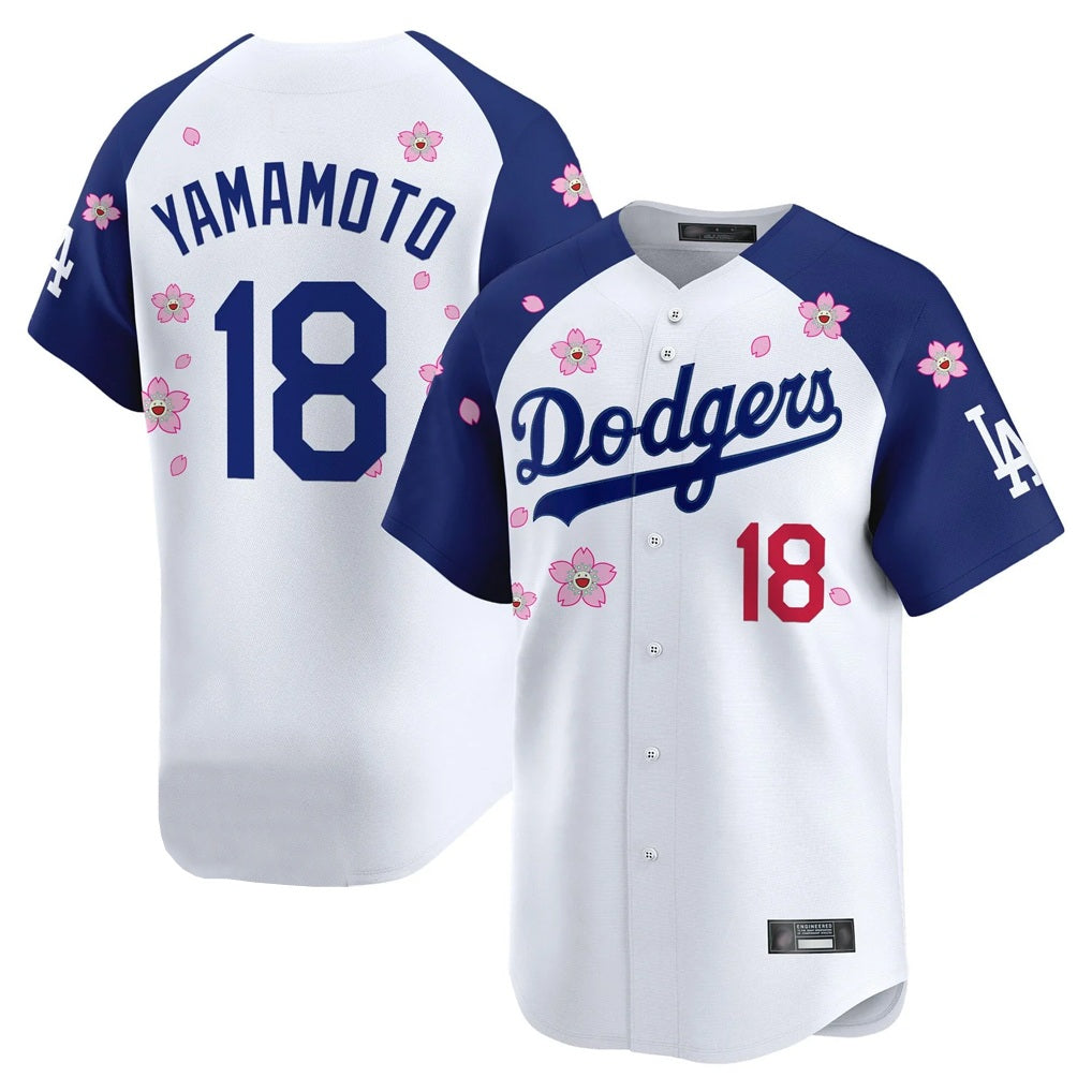 Los Angeles Dodgers #18 Yoshinobu Yamamoto Player White-Royal FEDASGOGE Tokyo Series Vapor Premier Limited Stitched Jerseys